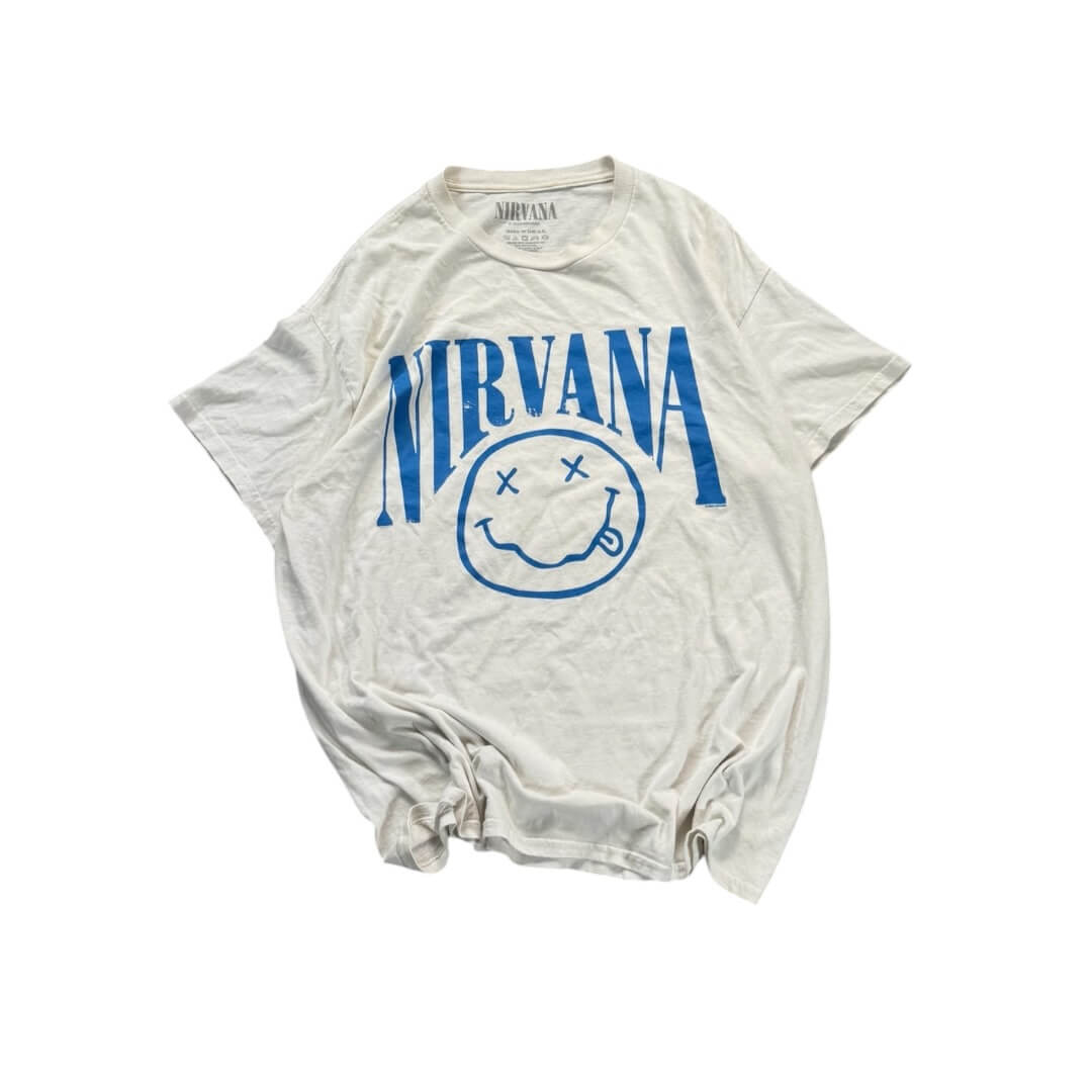 Vintage White Nirvana T-shirt - L